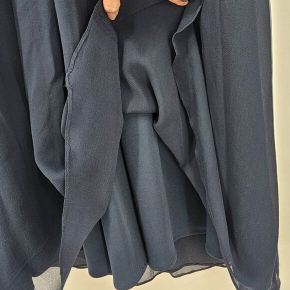 Tadashi Collection Navy Lace & Silk Chiffon Dress 12 Empire Waist Sweetheart - Picture 9 of 16